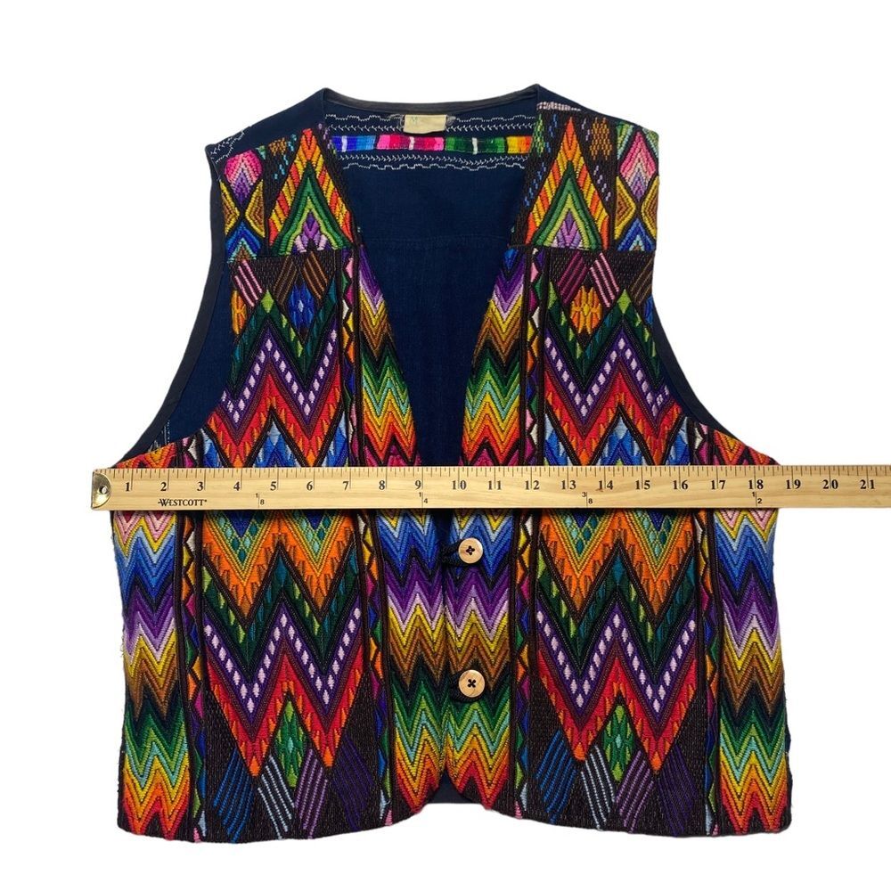 Vintage Colorful Woven Southwestern Two Button Vest Sz M - Picture 5 of 12